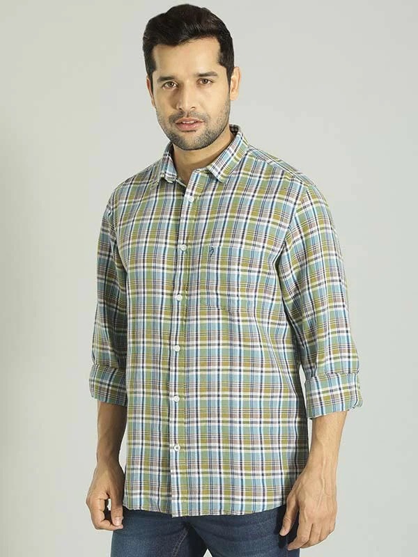 Indian Terrain Men Checkered Green Shirt